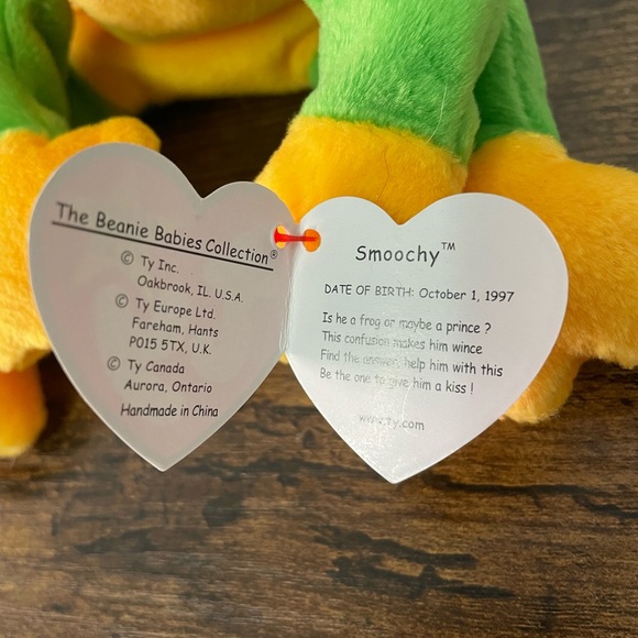 Ty Beanie Baby * Smoochy the frog * Date of birth: Oct 1 1997 * - Picture 3 of 9